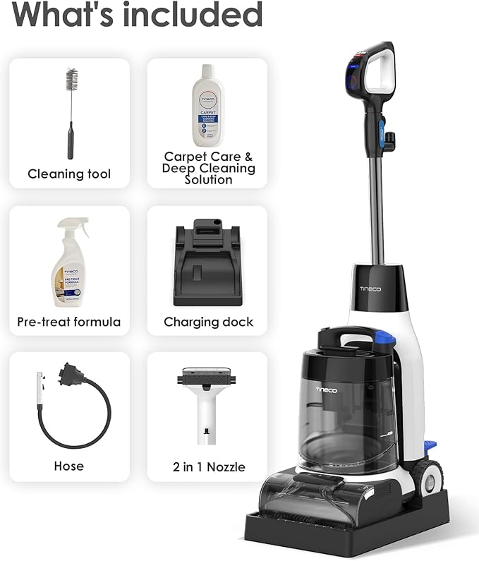 Tineco CARPET ONE Cruiser Smart Carpet Cleaner Self-Cleaning and FlashDry Deep Cleaning for Pet Carpet and Upholstery 167℉ PowerDry 130W Powerful suction SmoothPower