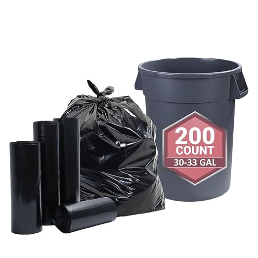 30-33 Gallon Trash Bags Heavy Duty 1 Mil - 33 x 39 200 Count Large Black Garbage Bags 30+ Gallon Strong Plastic Trash Can Liners for Home Kitchen Commercial Lawn and Leaf