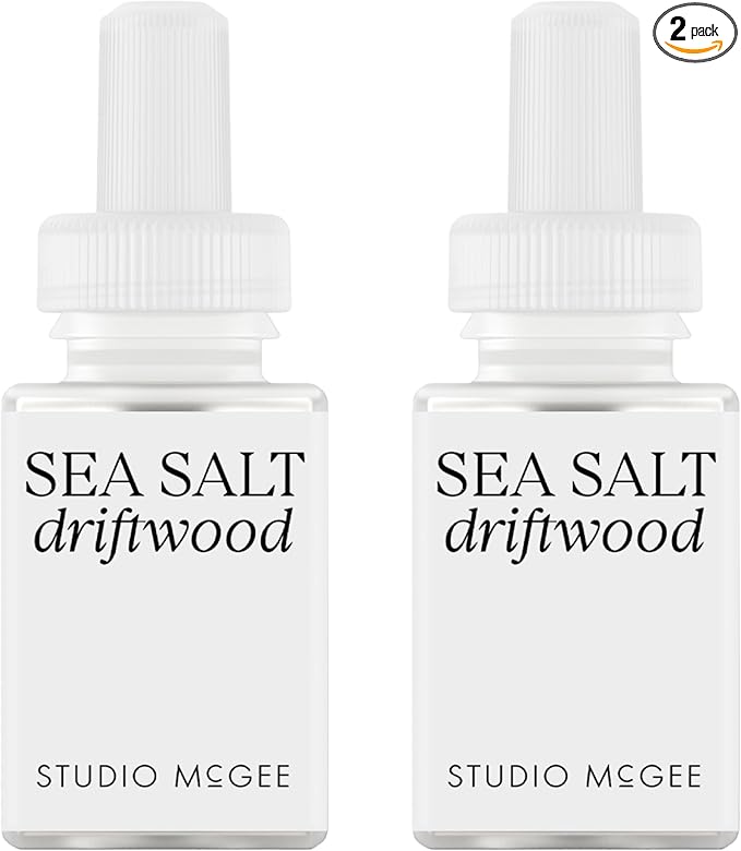 Pura x Studio McGee Smart Home Air Diffuser - Smart Air Diffuser - Up to 120-Hours of Luxury Fragrance per Refill - Spring &amp Summer Fragrance - 2 Pack Sea Salt Driftwood