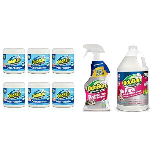 OdoBan Solid Odor Absorber Eliminator for Home and Small Spaces Fresh Linen Scent &amp Pet Solutions Neutral pH Floor Cleaner Concentrate 1 Gallon and Oxy Stain Remover 32 Ounce Spray