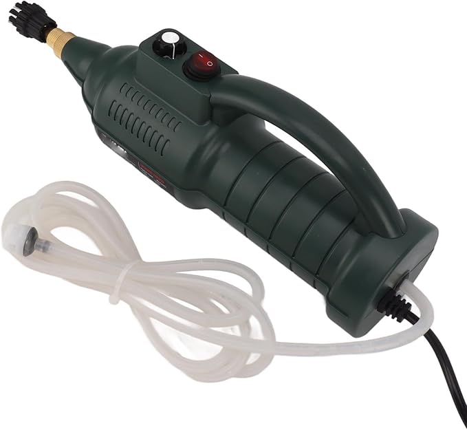 Handheld Steam Cleaner Highly Efficient Multipurpose Smart Operation Handheld Steam Cleaner with 3 Brush Heads for Kitchen (Military Green US Plug 220V)
