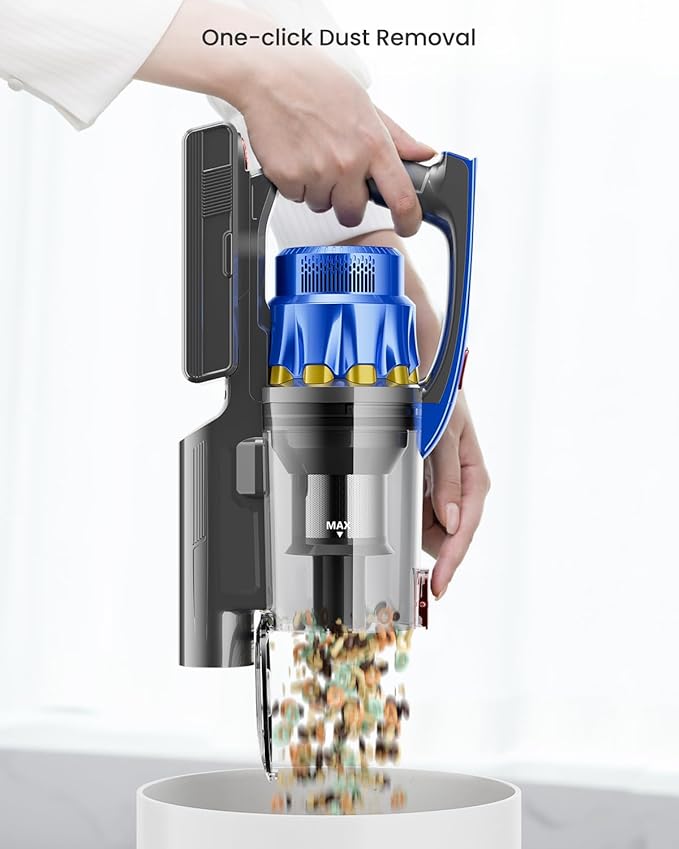 Cordless Vacuum Cleaner 650W 55KPA 70Mins Vacuum Cleaners for Home Self-Standing Stick Vacuum with Removable Battery Wall Mount Charging Anti-Tangle Roller Brush for Pet Hair Carpet All Floors