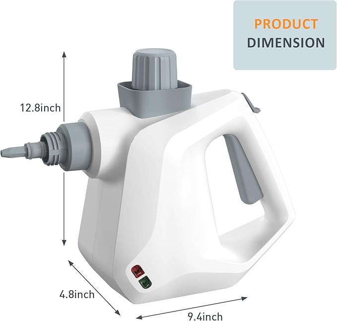 Kiss the Water Handheld Steam Cleaner Pressurized Furniture Steamer for Cleaning with 11 PCS Accessories Multipurpose Grout Steam Cleaner for Home Couch Floor Carpet Car