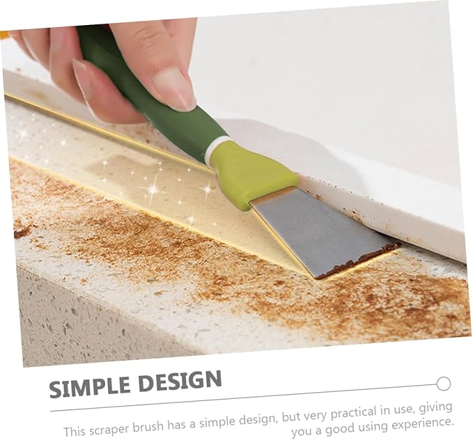 Multipurpose Kitchen Cleaning Spatula Cleaning Spatula 2-in-1 Scrub Brush Small Cleaning Brush Cooktop Scraper Bathroom Cleaner Small Gas Stove Cleaner 22.5x3.8cm Green