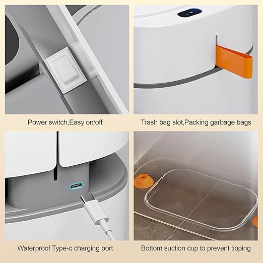 MOPALL Automatic Motion Sensor Bathroom Trash Can with Lid 3.5 Gallon Touchless Garbage Can IPX5 Waterproof Smart Small Waste Basket for Bedroom Kitchen Office