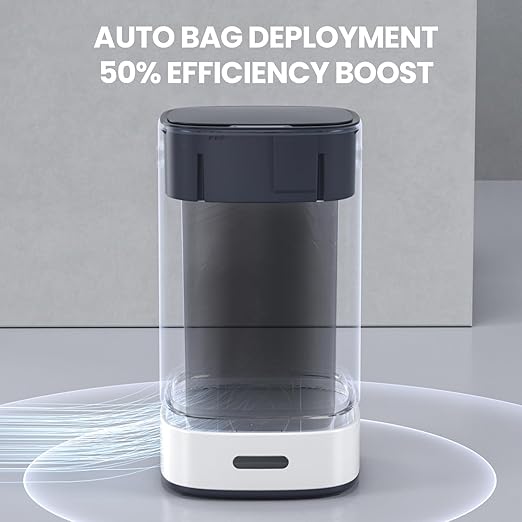 ELPHECO Stainless Steel Trash Can 4 Gallon Self-Bagging Automatic Garbage Can Self-Sealing Wastebasket 15 Liter Trash Bin Large Touchless Metal Trash Can for Home Hotel Office White