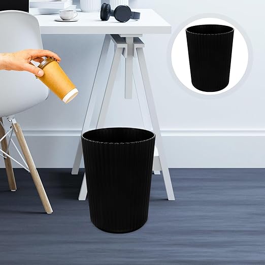 Luxshiny 5 Gallon Plastic Trash Can Small Wastebasket for Bathroom Bedroom Office Thickened Black Round Garbage Container for Home and Dormitory Use