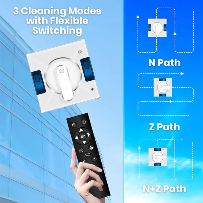 Smart Window Cleaning Robot with Dual Water Spray &amp Strong Suction