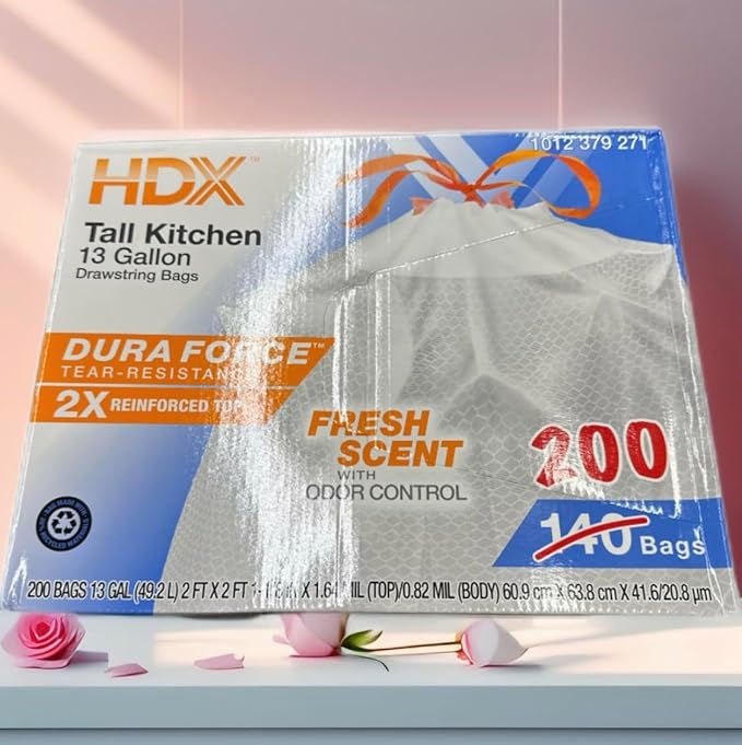 Tail kitchent 13 gallon Drawstring Bags fresh scent 1 Pack -200 count