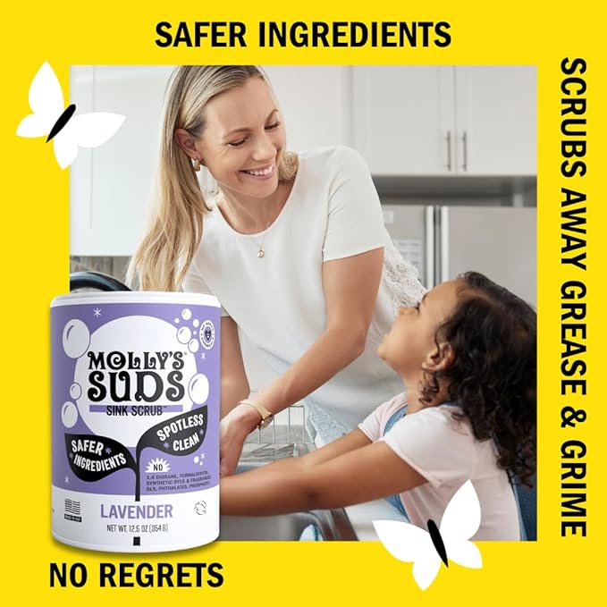 Molly's Suds Sink and All Purpose SCRUB | Gently Removes Stains Scrubs Away Grease &amp Gime Buffs out Scratches | Plant and Mineral Based | 2 Pack Lavender Scent