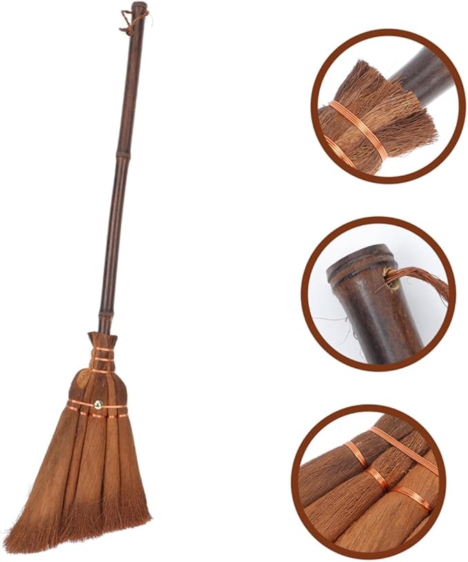 2pcs Mini Hand Broom Set Natural Straw Broom for Boys and Girls Small Dustpan Indoor Outdoor Use