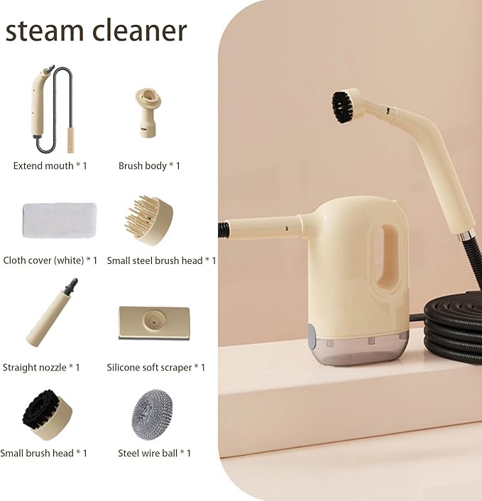 1200W Steaming Cleaner for Car High Temperature Pressurized Steam Machine Portable Handheld Steamer with Brush