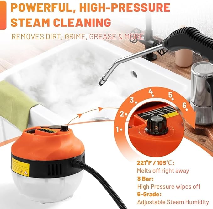 Handheld Steam Cleaner Portable High Pressure Steamer for Cleaning for Furniture Car Shower Kitchen Bathroom US Plug