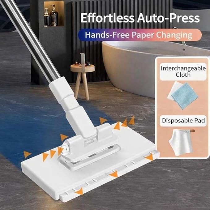 Cloth Changing Mini Mop Convenient &amp Efficient Retractable Cleaner with Cloth Changing Feature Suitable for Home Cleaning Floor Sweeping &amp Corner Cleaning (White)