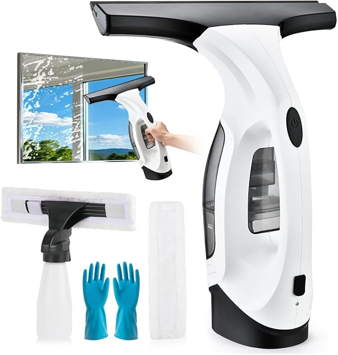 Window Vacuum Squeegee Cordless 2000Pa Electric Window Cleaner Tool 11 Window Cleaning Kit Shower Squeegee for Shower Doors Mirrors Car Windshields &amp Tiles