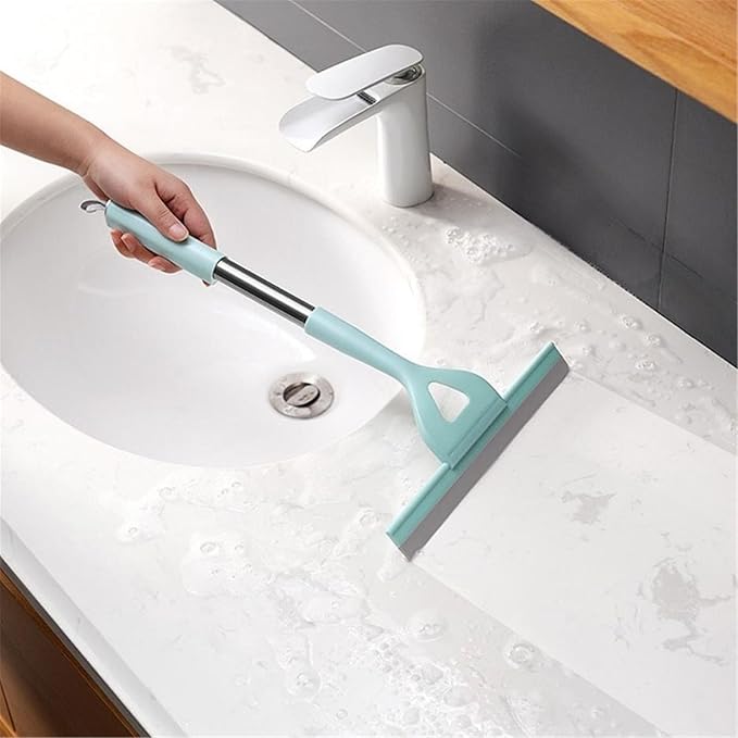 Shower Window Glass Wiper Silicone Cleaner Brush Bathroom Mirror Wiper Cleaning Accessories ﻿(Blue)