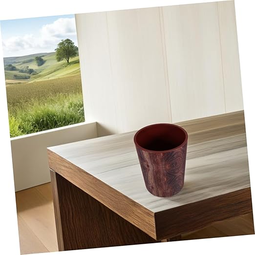Rustic Wood Grain Trash Can Large Capacity Bathroom Waste Basket for Kitchen Office and Bedroom Sturdy Plastic Recycling Bin Lid