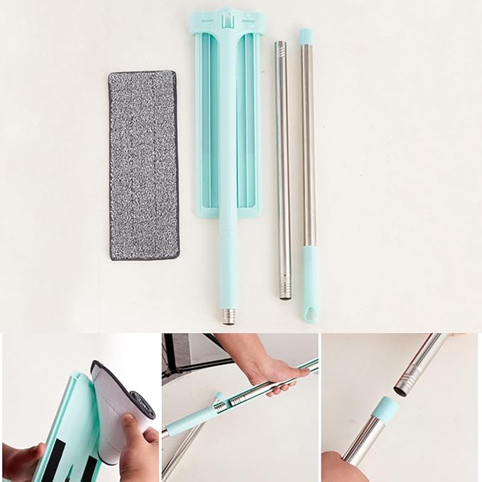Mop Hand Wash Free 360° Rotatable Long Handle Wet Dry Use Floor Flat Mop for Home Bedroom