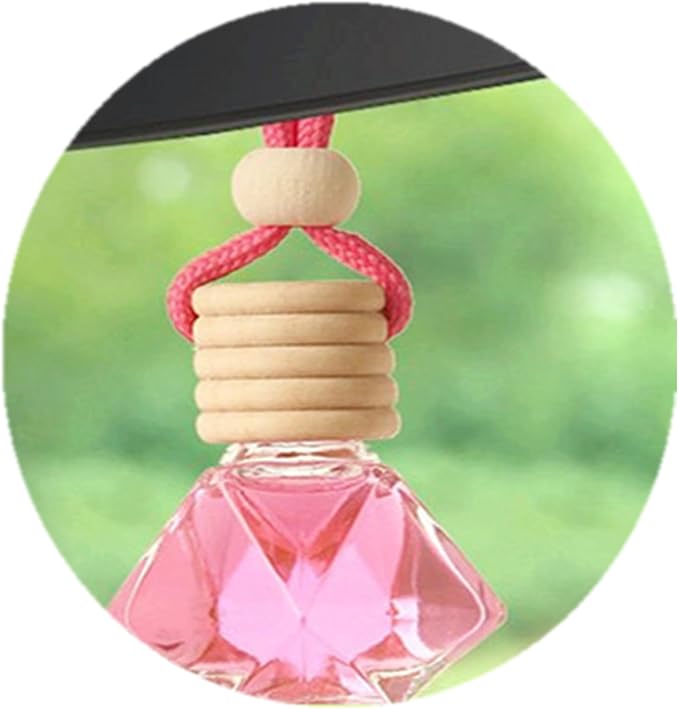 Red Car Air Freshener 8ML Car Perfume Glass Pendant 2PCS with 20ML Spare Natural Perfume Decoration Car Perfume Air Freshener(Lavender)