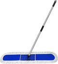 48 inch Commercial Dust Mop for Hardwood Floors Large Size Dry Mop Reusable Cotton Yarn Head Telescopic Stainless Steel Handle Industrial dust mops for Floor Cleaning Marble Blue