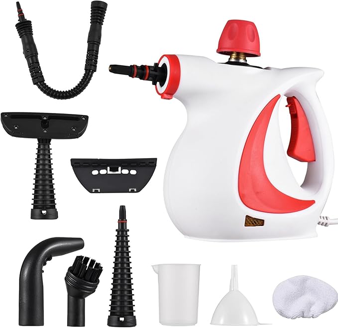 Natural Steam Cleaner Steam Cleaner Pressurized Handheld Steam Cleaner Portable Steam Cleaner Handheld High Pressure Multi-Purpose Steamer for Mattress Car Detailing Kitchen Bathroom(Red)