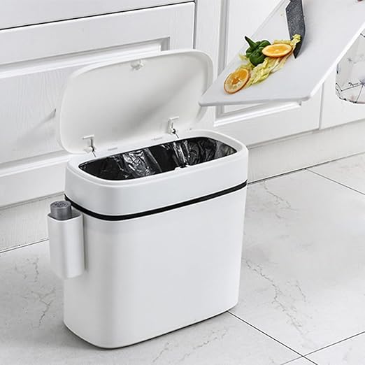 BESPORTBLE Bathroom Trash Can with Lid 10L Compact Kitchen and Toilet Garbage Bin with Storage Box Matte Finish Wastebasket for Home Organization