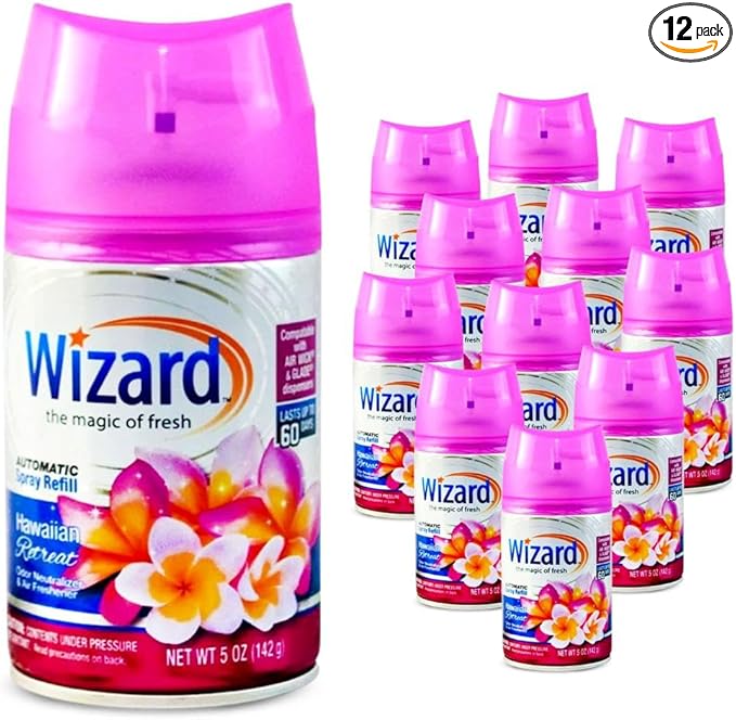 12 WIZARD AUTOMATIC SPRAY REFILLS 5 oz HAWAIIAN RETREAT