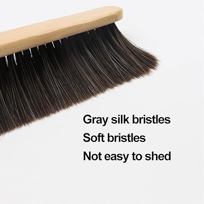 Whisk Broom Hand Held Hand Broom Wood Drafting Brush Soft Bristles Not Easy to Fall Off Bench(Bed Brush A)