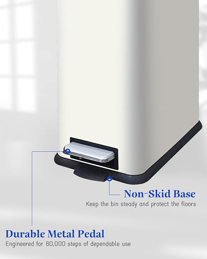 JM.YIPENG Bathroom Rubbish Bin 5 Litre Cosmetic Bin Small Waste Bin with Soft Close Lid Bathroom Bin for Toilet Bathroom Bedroom Living Room White