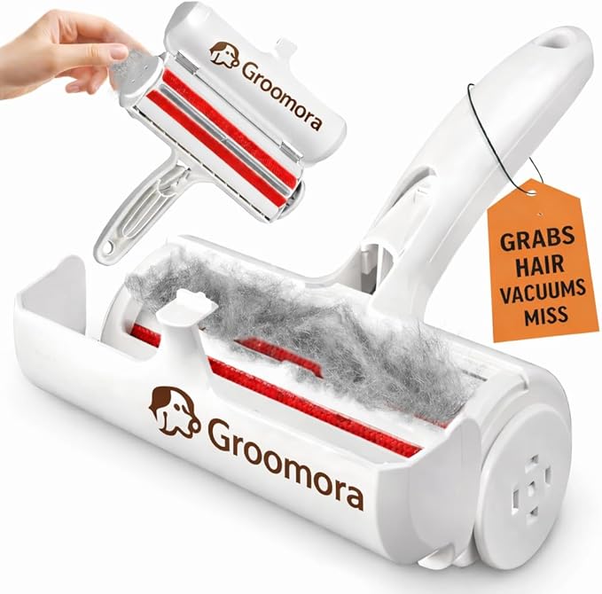 Pet Hair Remover Roller - Reusable Lint Roller for Dog &amp Cat Hair on Furniture Couch Carpet Clothing - Eco-Friendly Portable Fur Remover Tool (White)