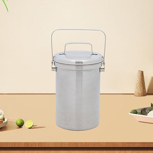 Small Trash Can Stainless Steel Wastebasket with Lid 3L Portable Tabletop Mini Waste Basket with Handle for Household Bedroom