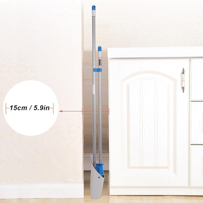 TreeLen Long Handle Broom and Dustpan SetUpright Dust Pan Combo for Home Kitchen Room Office Lobby Floor Use Without Bending