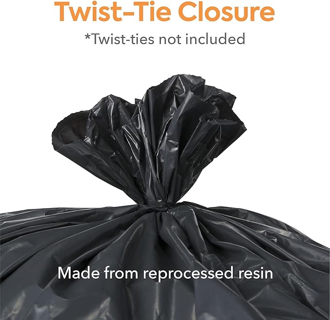 Professional 50-56 Gallon Trash Bag 43 x 47 Low Density 1.8 mil Black 100 Bags/Box