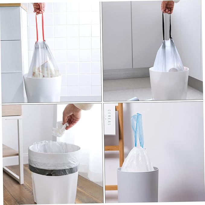 Beaupretty 1Set Disposable Trash Bags with Drawstring Handles Durable Rubbish Bags for Easy Lifting and Carrying Strong Pe Material Random Color Styles for Kitchen