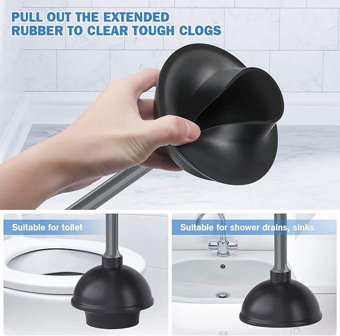 Toilet Plunger and Brush Bowl Brush and Heavy Duty Toilet Plunger Set with Ventilated Holder 2-in-1 Bathroom Cleaning Combo with Modern Caddy Stand for 5.7-inch Toilet Drain(Grey 2 Set)