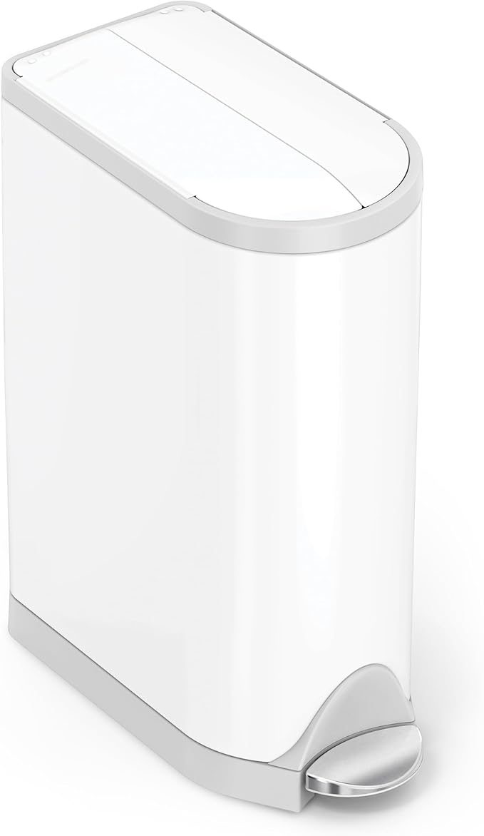 simplehuman Diaper Can with Odorsorb System (Odorsorb Pods and Odorsorb Liners) 18 Liter/ 4.8 Gallon White Stainless Steel