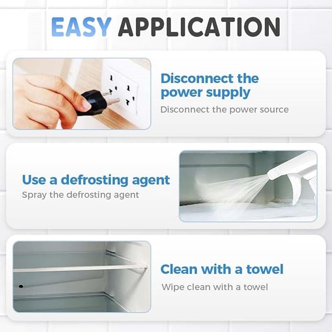 High Effective Refrigerator Defrosting Agent Defrosting Spray for Fridge Freezer 9.87 Oz - Efficiently Fast Removes Ice Refrigerator Cleaning Defrost Spray for Cleaning Inside (3)