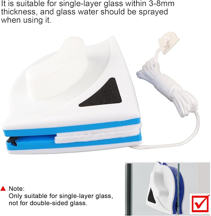 Plastic Double Sided Home Magnet Window Cleaner Tool Practical Magnetic Glass Cleaner Tool for 3-8mm Single Glazed Window