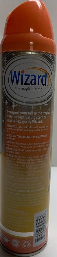 Wizard The Magic of Fresh | Odor Neutralizer &amp Air Freshener - 10 Oz. Vanilla papaya (Pack of 5) (Packaging May Vary)