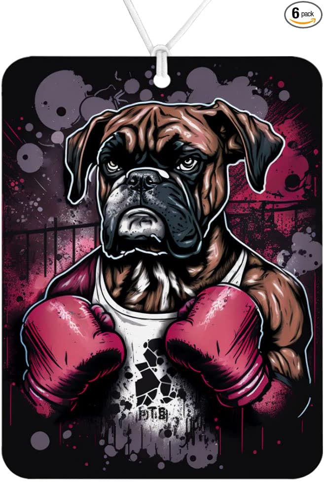 Dog Portrait Car Freshener Set of 6 - Boxer Dog Car Air Freshener - Graphic Air Freshener for Car