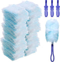 Yaomiao 120 Pcs Duster Refills for Cleaning Includes 100 Disposable Duster Refills Bulk with 20 Replacement Handle for Cleaning Office Home Blinds Ceiling Fans Furniture(Blue)