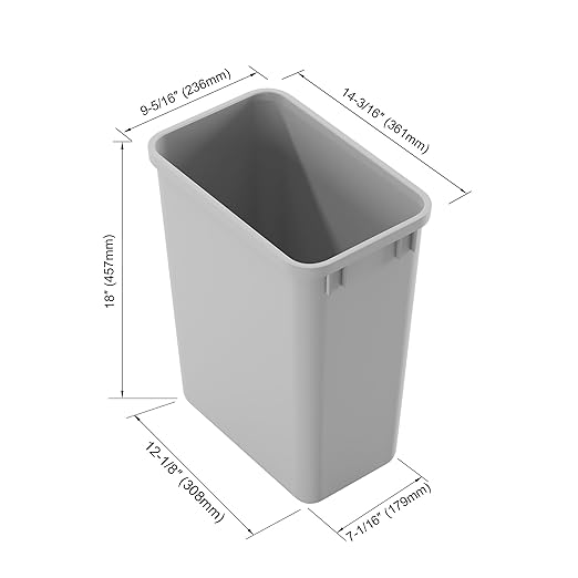Dowell 2 Pack 35Qt Wastebasket Trash Container 9Gal Plastic Stackable for Kitchen/Bathroom/Office Fits Under Sink/Desk - Grey (2Pack 35 QT)