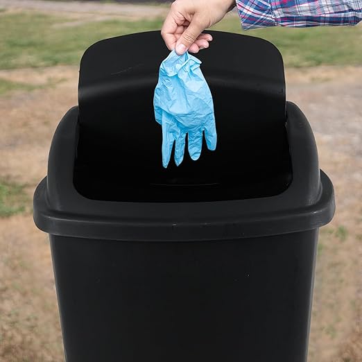 Yuright 40 L / 10 Gallon Swing Lid Trash Bins 4 Pack Large Plastic Garbage Cans Black