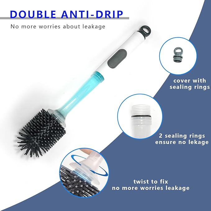 Silicone Toilet Brush and Holder Set 1 Pack Bendable Toilet Scrubber for Curved Rim Non-Scratch Drip-Resistant Brush with Sprayer Space Saving Bathroom Essentials (1)