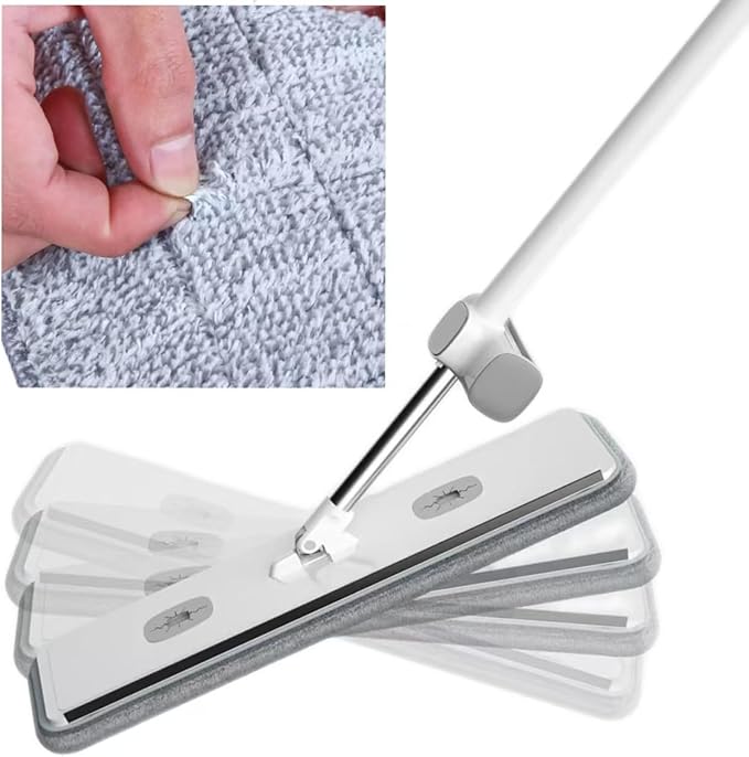 Hands Free Microfiber Flat Mop for Floor Cleaning 4 Reusable Washable Pads 61 Stainless Steel Handle Wet Dry Dust Mop for Hardwood Laminate Tile Floors
