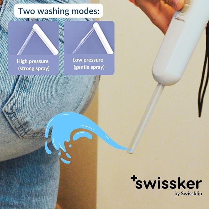 Swissker by Swissklip Portable Bidet Travel Sprayer – Rechargeable Electric Handheld Personal Hygiene Cleaner Compact USB Bidet with Adjustable Pressure for Home &amp Travel