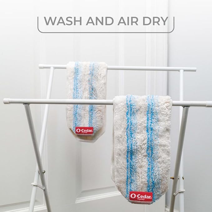 O-Cedar H2prO Flat Mop System | Quick Cleaning Tool | Clean with Water | Machine Washable Reusable Microfiber Mop Pad | Safe on Wood Floors Vinyl Tile Baseboards Walls