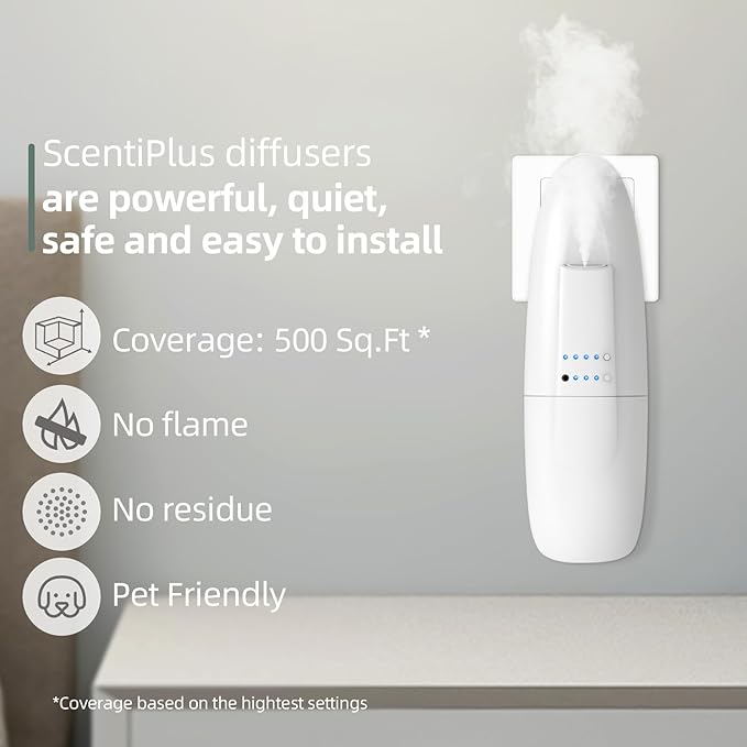 Waterless Nano Scent Air Machine for Home Plug-in Cold-Air Essential Oil Diffuser Luxury Hotel Fragrance Atomizer Professional Aromatherapy Device for Large Room &amp Office 100ml White