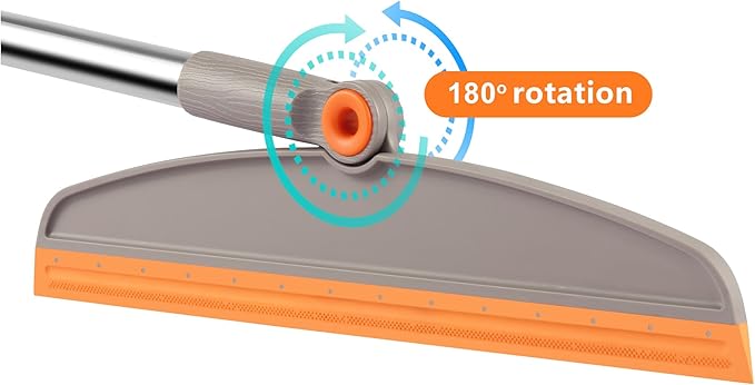 Multifunction 3-in-1 Broom and Dustpan Silicone broom Squeegee and Scrub Brush Set with Long Adjustable Handle for Indoor &amp Outdoor Sweeping and Scrubbing Ideal for Pet Hair Liquids Spills and