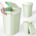 CEROELDA 3 Pack Bathroom Trash Can with Lid 10L/2.6 Gal Small Garbage Can with Press Top Lid Slim Plastic Waste Basket for Toilet Office Bedroom (Green)